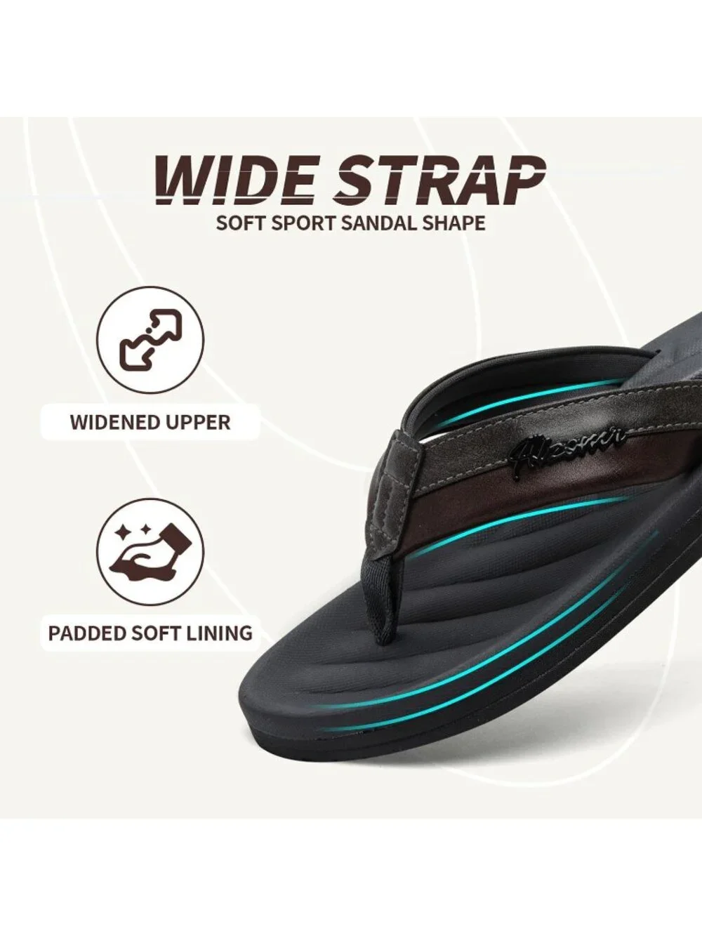 Men's Grey Polyurethane Flip Flops Comfortable Outdoor Thong Sandals Casual